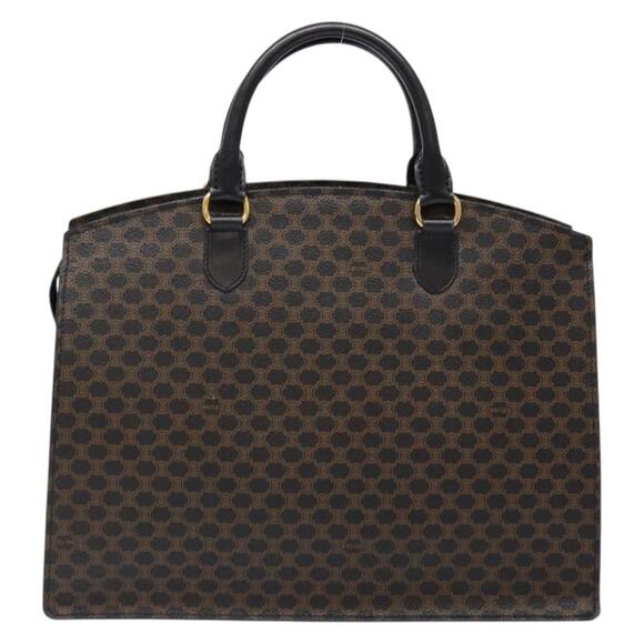 CELINE Macadam Canvas Hand Bag Pvc Leather Black Gold - Picture 3 of 13